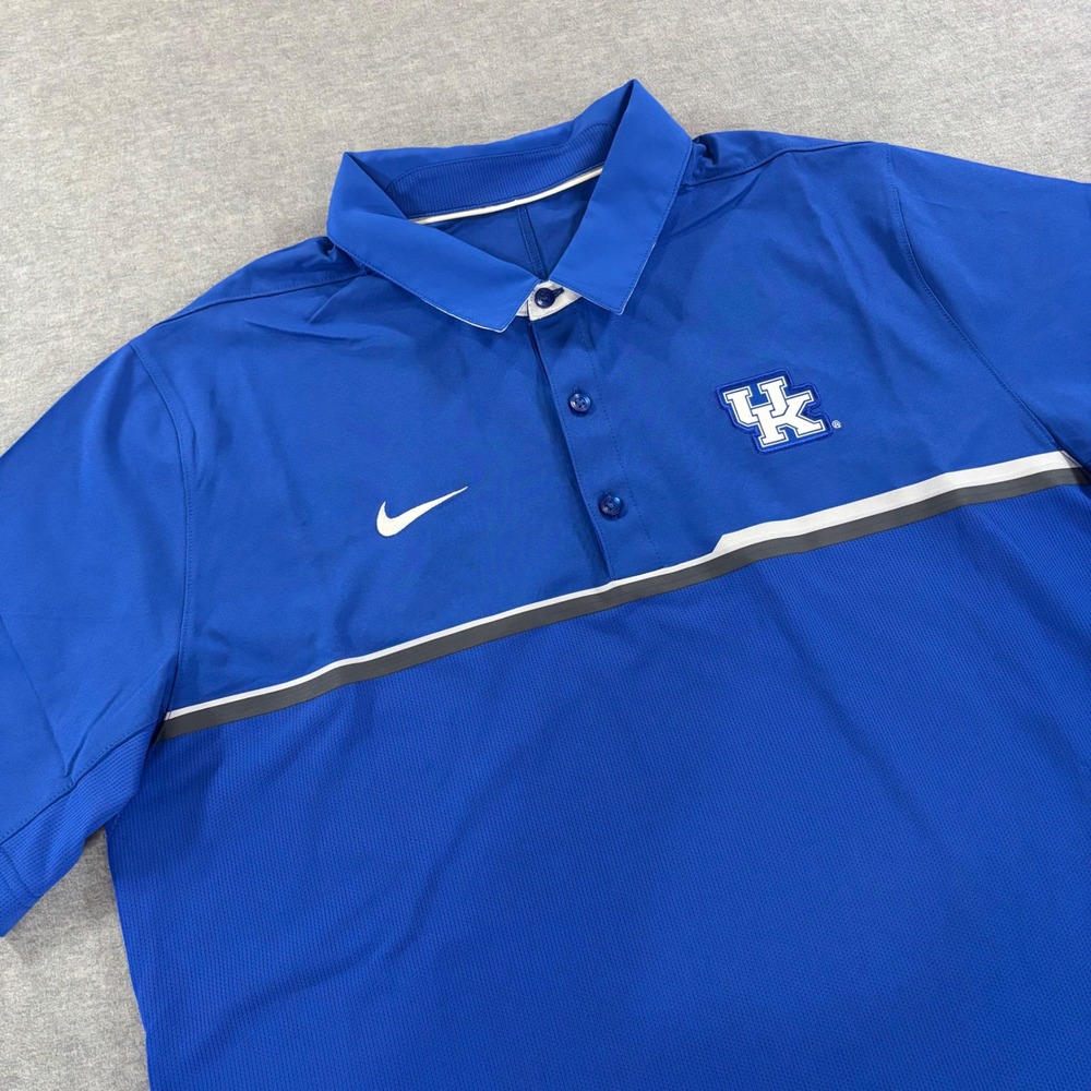 Nike Kentucky Wildcats Dri-FIT Polo Shirt Mens Large Blue UK Logo Golf Tee
